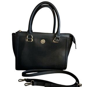 Anne Klein Black Satchel with Gold Hardware and Adjustable Strap